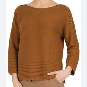 🔥Gerard Darel Luxury Cashmere Wool Boat neck jumper Brown sweater made in Italy